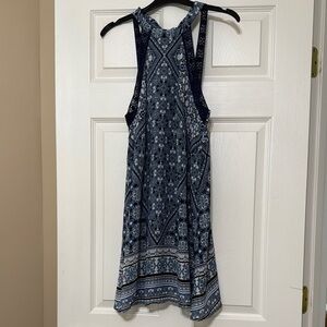 Elegant Blue Patterned Dress